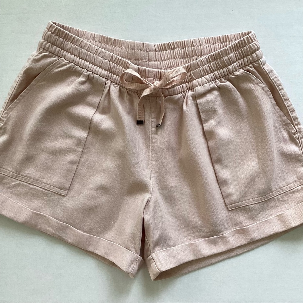 Old Navy Blush Linen Blend Cuffed Utility Shorts Size Small